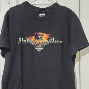 Harley-Davidson Black and Orange Skull T-Shirt
